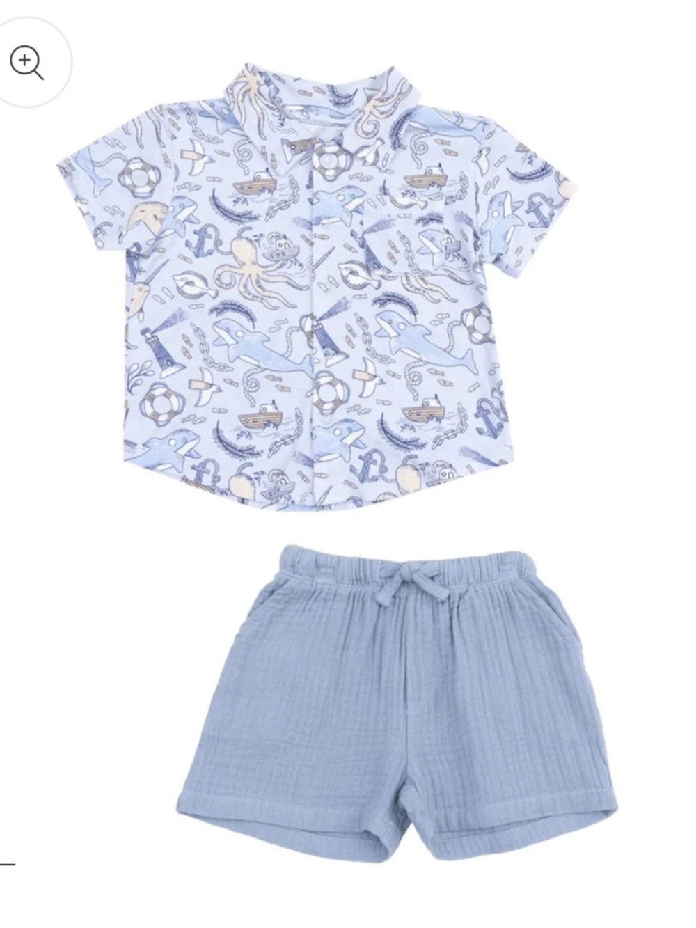 Angel Dear Polo and Muslin Nautical Whale & Anchor Short Set, 18-24 m, NWT